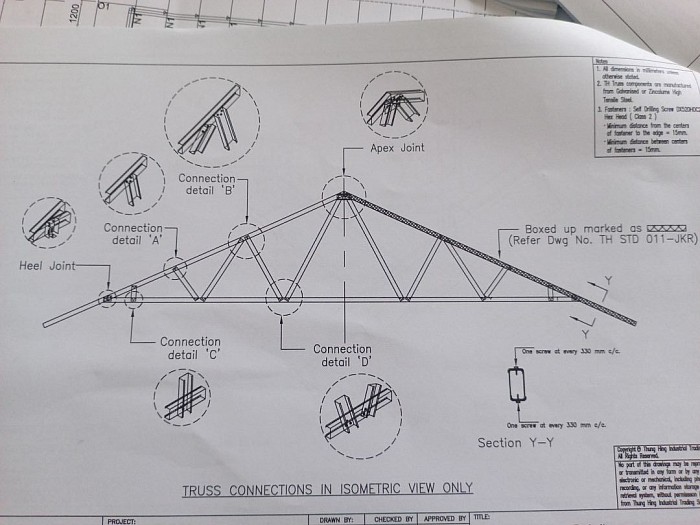 . Truss connection in isometric view only